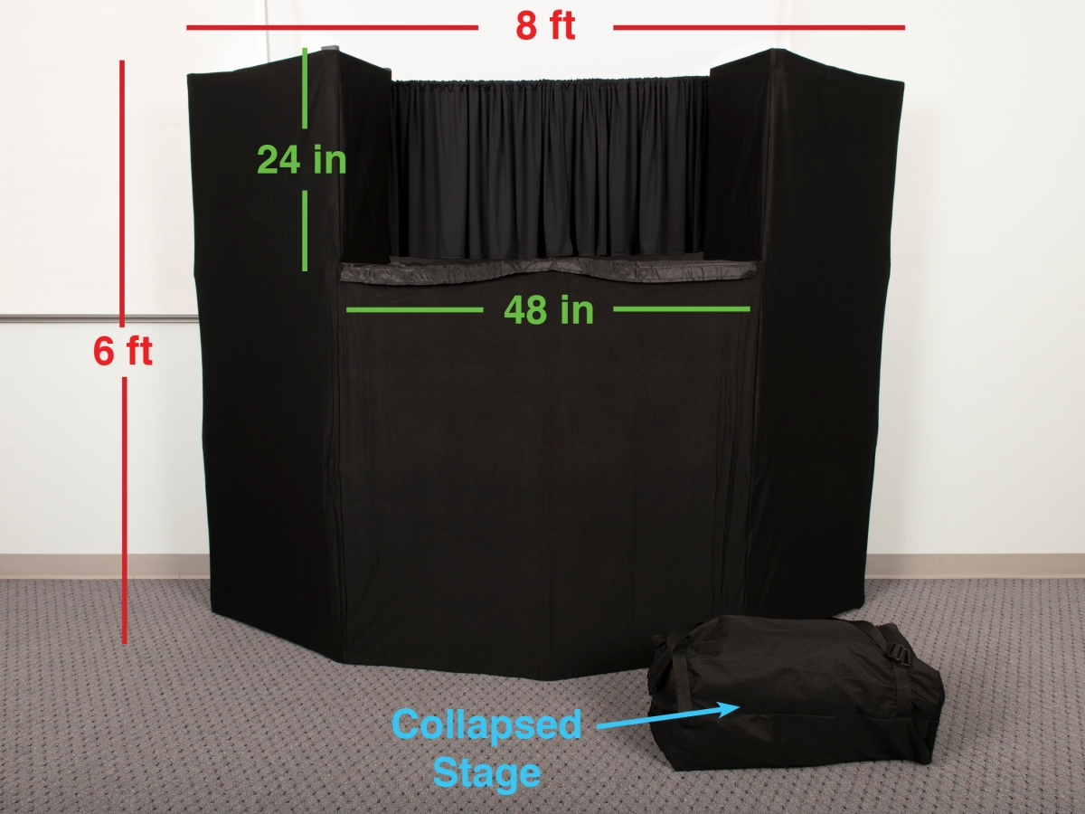 Presto Stage Portable Puppet Stage Front with Dimensions